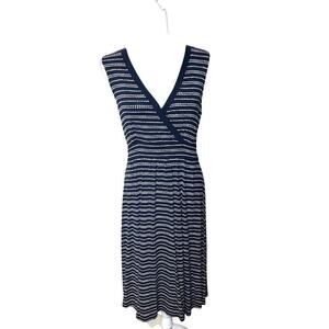 L.L.‎ Bean Sleeveless Midi Jersey Knit Summer Dress Beach Nautical Travel Sz: M